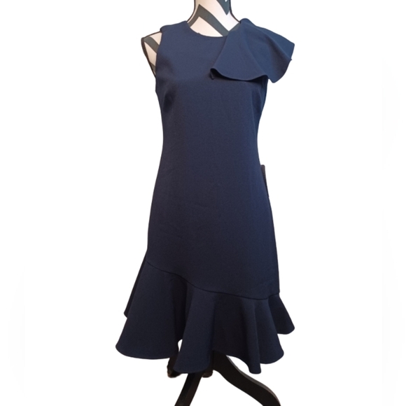 NWT Eliza J Navy Blue A-Line Sleeveless Formal Evening Knee Length Dress - Picture 3 of 12